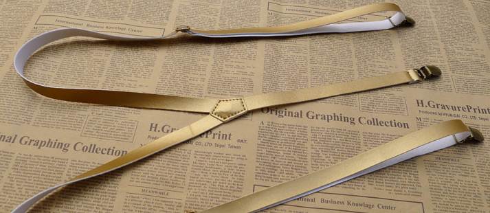 วินเทจ หลากสี!!สายรัดกางเกงเอี๊ยม แบบหนัง วินเทจ หัวทองเหลือง กว้าง 1.5cm แบบ Y กากี ดำ ทอง น้ำตาล