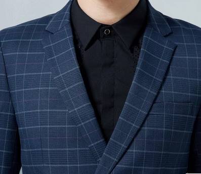สูทกระดุมคู่ 2เม็ด2แถว ปกปิดมาตรฐาน ลายสก็อต ตาราง น้ำเงิน Size No.40