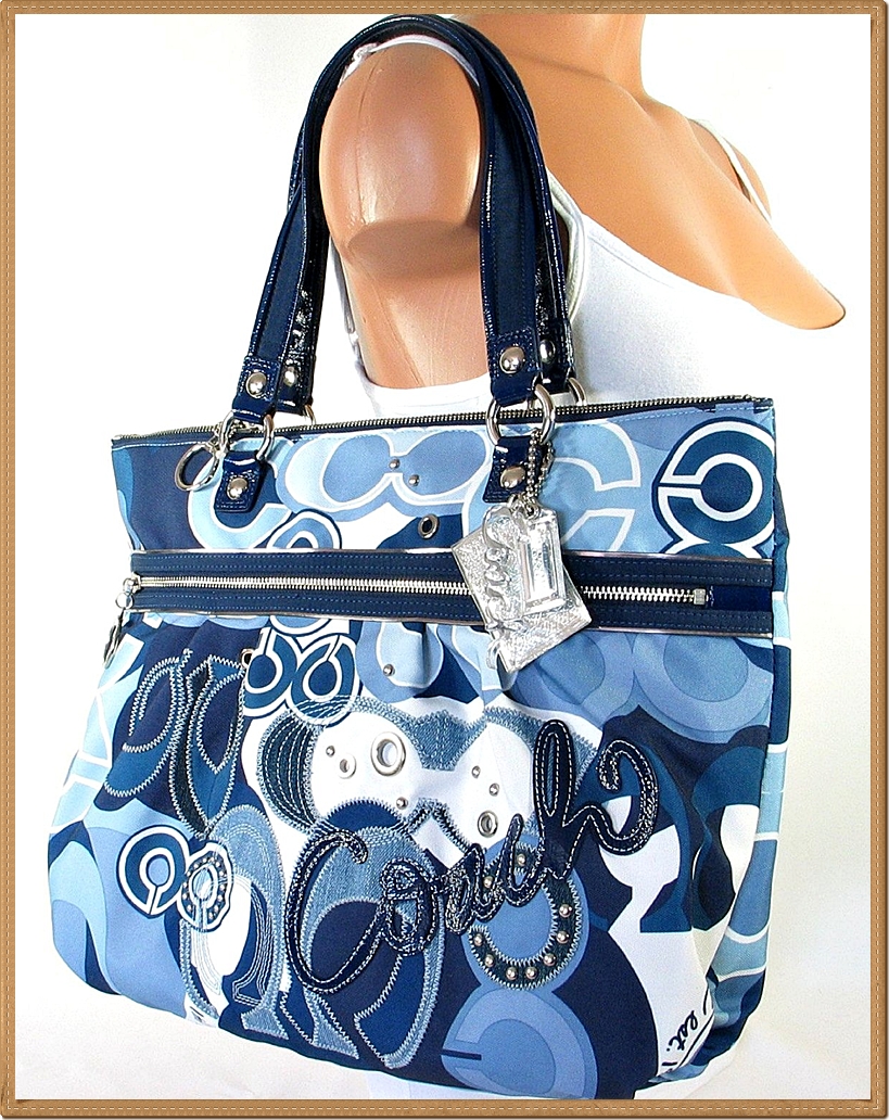 Coach Poppy Pop C Denim Glam Tote 15375