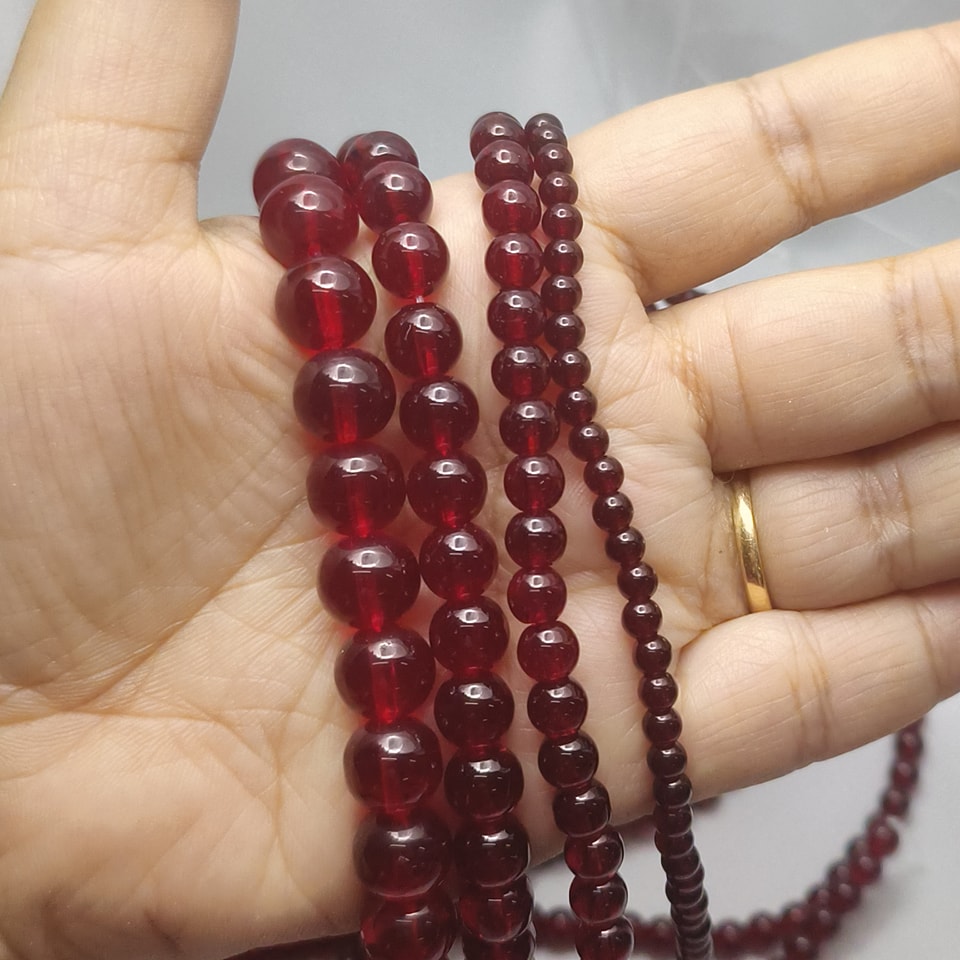 หินไวน์ควอตซ์ หินแห่งเลือด - เลือดไหลเวียนดี สุขภาพดี ยาว 37 ซม. 10 มิล (42 เม็ด)