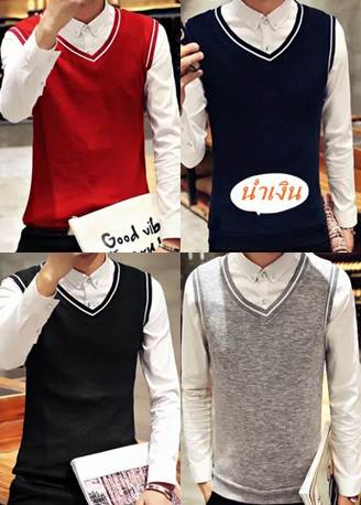 กั๊กไหมพรมผู้ชาย เดินเส้นขาว Size No.35-37-39-41-42 หลากสี ดำ เทาอ่อน เทา น้ำเงิน แดง