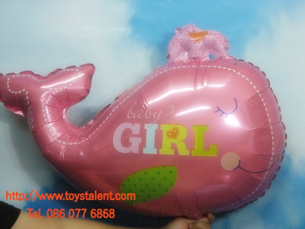 ลูกโป่งฟลอย์ทรงปลาวาฬ Baby Girl - Baby Girl Whale Shape Foil Balloon / Item No. TL-C031