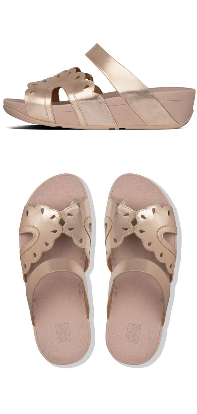 Fitflop Esther Floret Slide Rose Gold ของแท้ นำเข้าจาก USA และ UK