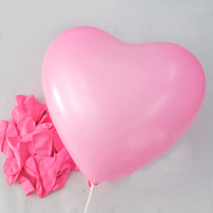 ลูกโป่งหัวใจ เนื้อสแตนดาร์ทสีชมพู ไซส์ 12 นิ้ว แพ็คละ 10 ใบ (Heart Latex Balloon - Pink Color 12")