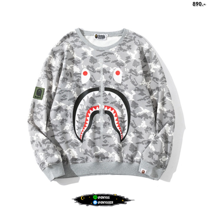 เสื้อแขนยาว BAPE ลายพราง สไตล์ญี่ปุ่น สีขาว
