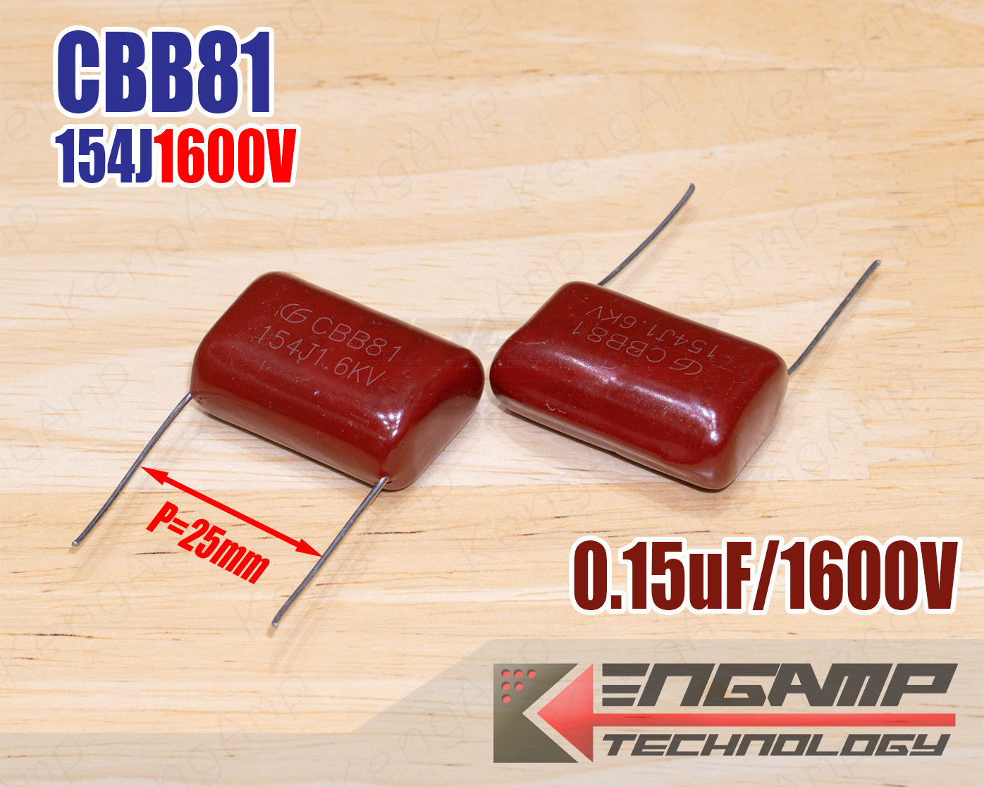 (1ตัว) [F-CAP] 0.15uF/1600V 154J1.6KV CBB81 12x29 H20mm P=25mm