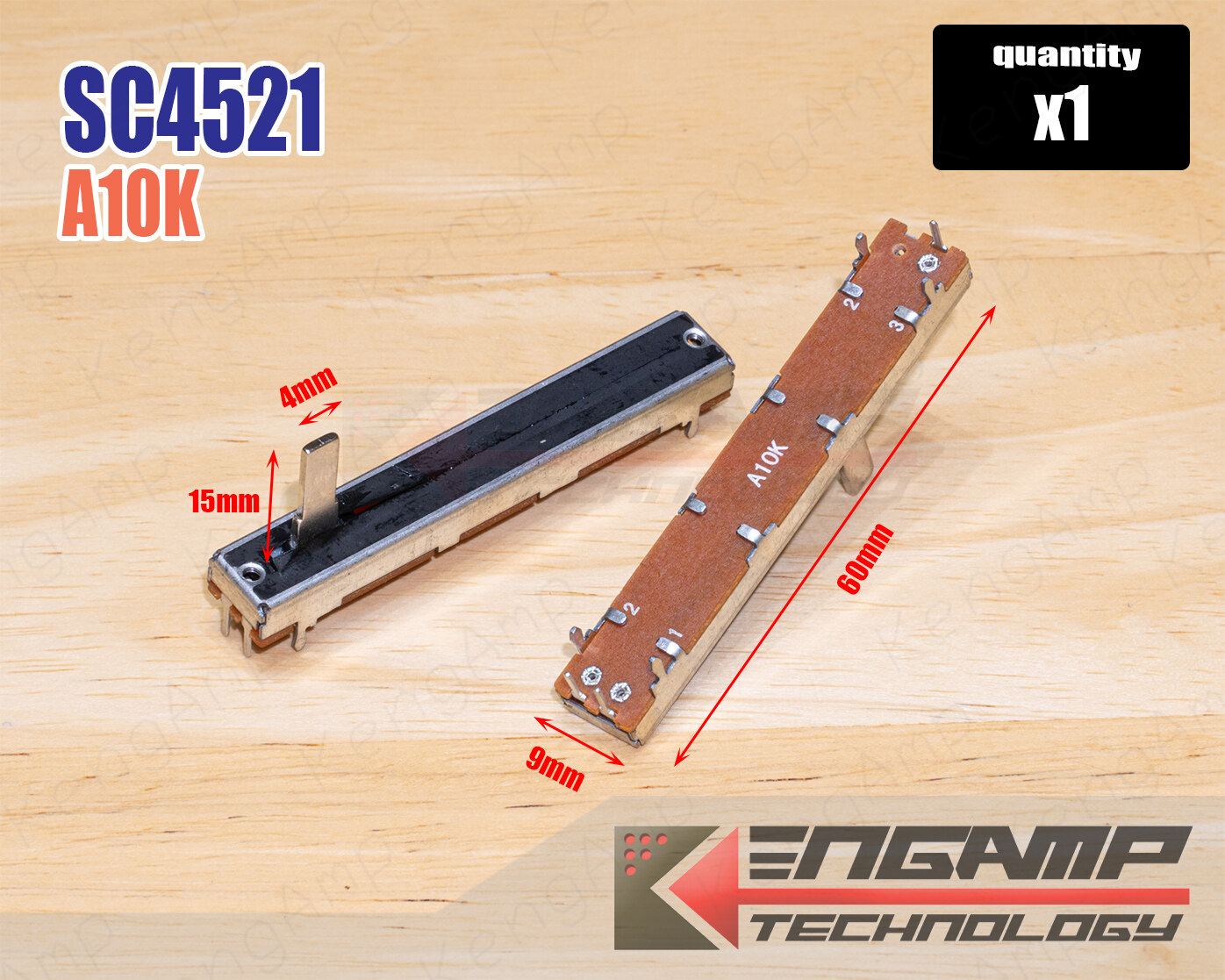 (1ตัว) [VR] SC4521 A10K เฟดเดอร์มิกเซอร์ ขนาด 9x60mm แกน 4xH15mm