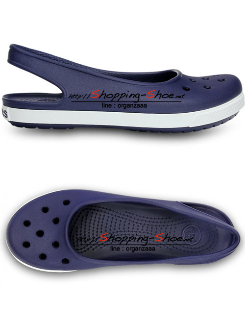 Crocs Women’s Crocband Airy Slingback - Nautical Navy / White ของแท้ Outlet ไทยและอเมริกา