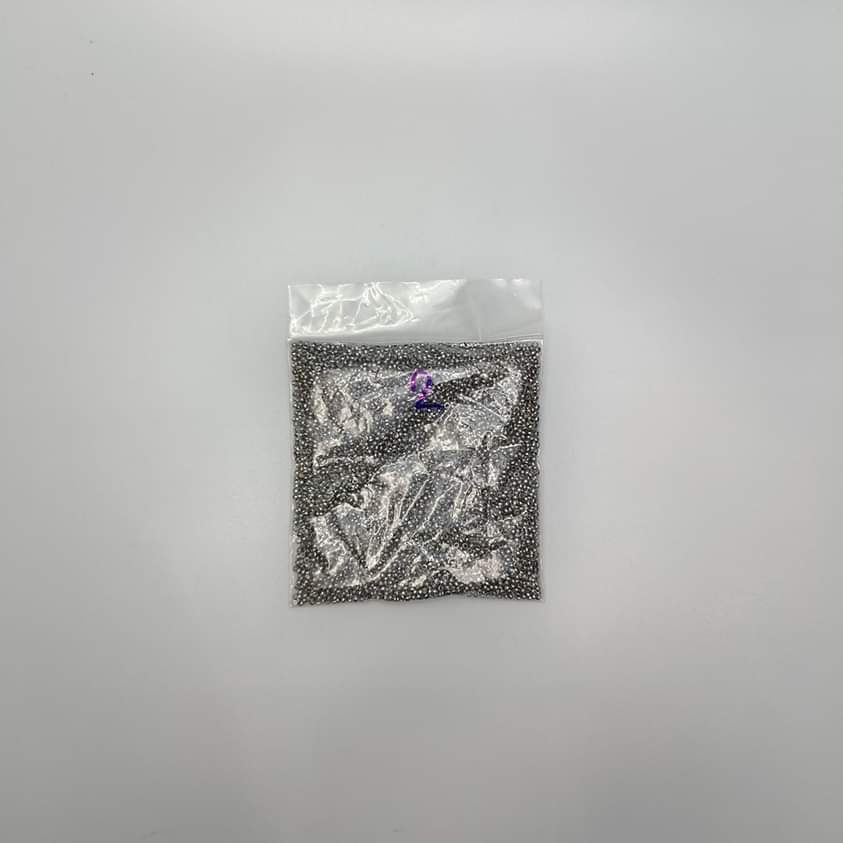 สต๊อปเปอร์ เม็ดบีบกลม สีโรเดียม 1.5 มิล 100กรัม/800 บาท