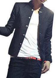 เสื้อสูทเข้ารูป คอจีน แฟชั่น กระดุมเงิน สไตล์ น.ร. ญี่ปุ่น Size No.34 36 38 40 42 44 ดำ