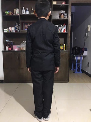 ชุดเสื้อ กางเกงพร้อมหมวก คอจีนกระดุมผ่า สีขาว ดำSize No สูง110 120 130 140 150 160 170 180