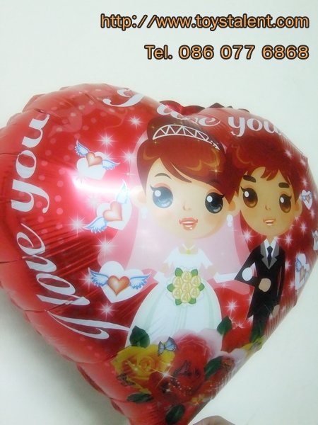 ลูกโป่งฟลอย์ ลายคู่บ่าวสาว ทรงหัวใจ - Foil Balloon Wedding / Item No. TL-E026