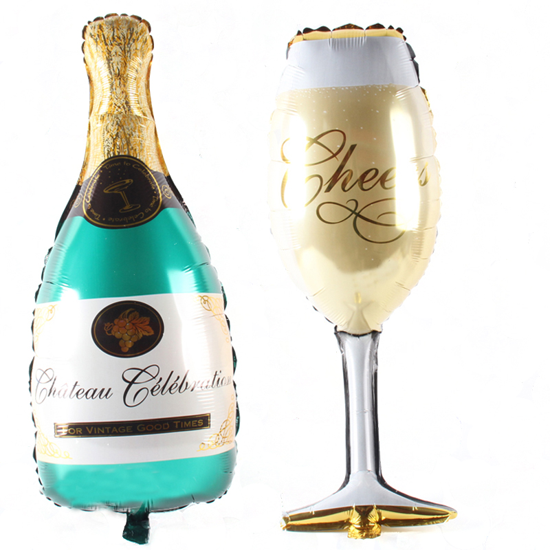 ลูกโป่งฟอยล์รูปขวดแชมเปญ ไซส์ 96*50 cm. - A Bottle of Champagne Shape Foil Balloon / TL-D071