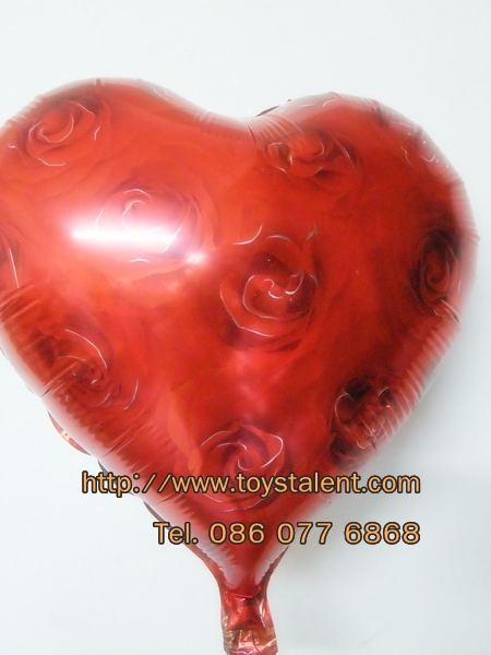 ลูกโป่งฟลอย์รูปหัวใจ พิมพ์ลายดอกกุหลาบ ไซส์ 18 นิ้ว - Heart Shape Printing Rose Foil Balloon / Item No. TL-E035