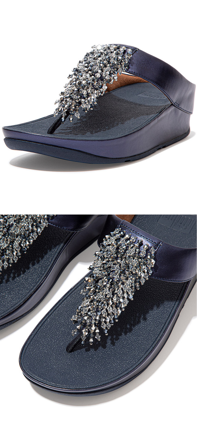 US7 - Fitflop Rumba Beaded Midnight Navy ของแท้ นำเข้าจาก USA และ UK
