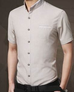 เสื้อเชิ้ตคู่ คอจีน แขนสั้น แต่งขอบขาว หลากสี No.36 38 40 42 44 46