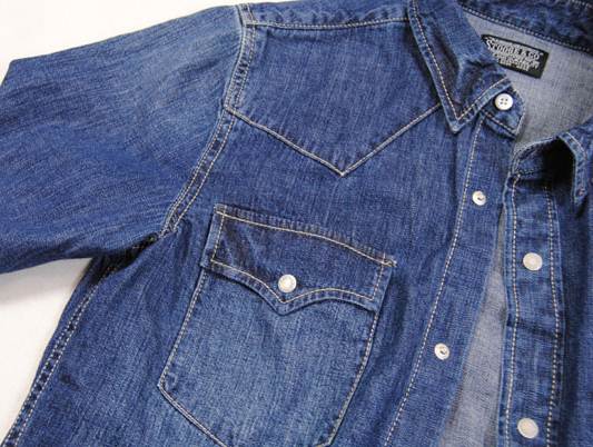 เสื้อเชิ้ตแขนยาว ผ้ายีนส์เนื้อดี สไตล์ยุโรป Stooge น้ำเงินเข้ม size No.38