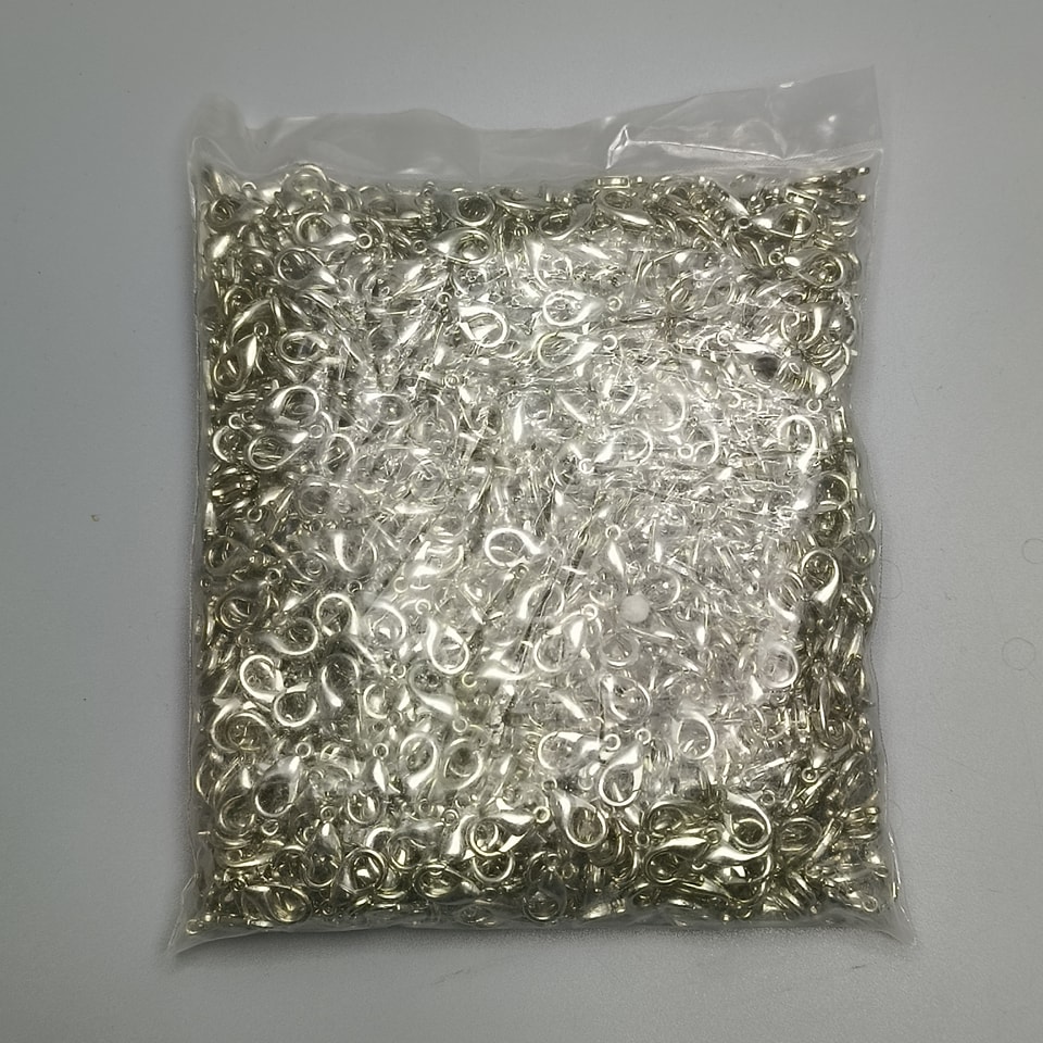 ตะขอทำสร้อย ตะขอก้ามปู 5x10มิล #S (1,000ชิ้น) สีโรเดียม