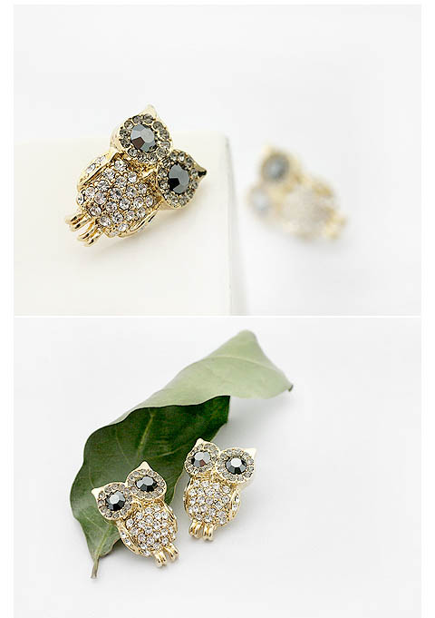 ต่างหูเงินนกฮูกน้อย ประดับเพชรหรูๆ