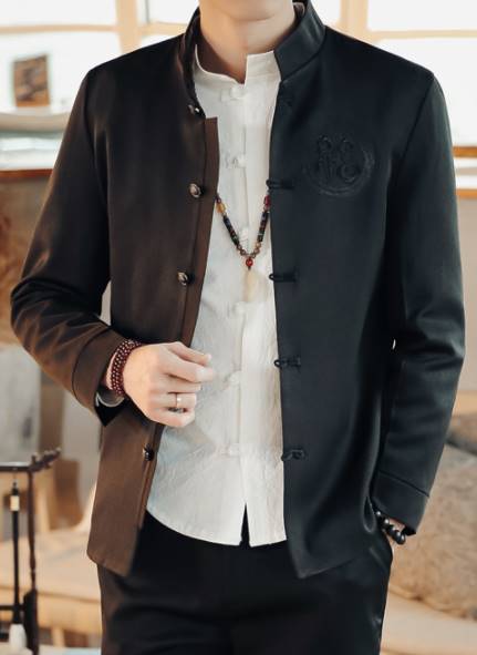 ชุดขาวคอจีน เสื้อขาว ชุดทำบุญ ผู้ชาย เท่ๆ แฟชั่น เสื้อ+กางเกง Size No.36 38 40 42 44 ดำ ขาว