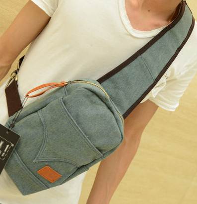 กระเป๋าวินเทจ เป้ ย่าม แนวๆ size S แบบกระเป่ายีนส์ สีฟ้า