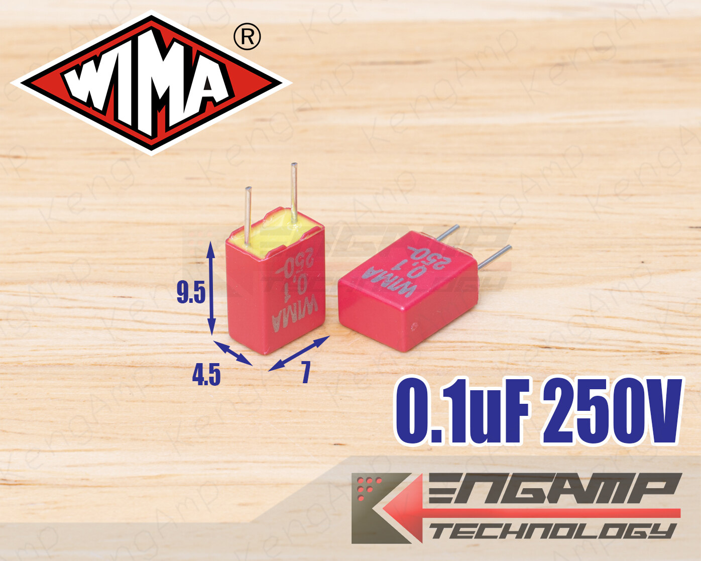 (10ตัว) [F-CAP] 0.1uF/250V WIMA MKS2 4.5x7x9.5mm P=5