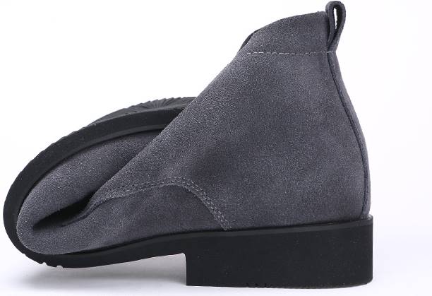 รองเท้าทรงเรียวหนังกลับหุ้มข้อ คลาสสิคพิเศษ สีดำ เทา กากี No.38-44