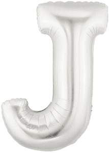 ลูกโป่งฟลอย์รูปตัวอักษร J สีเงิน ไซส์จัมโบ้ 40 นิ้ว - J Letter Shape Foil Balloon Size 40" Silver Color