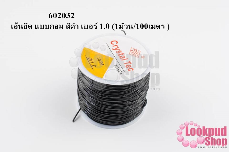 เอ็นยืด แบบกลม สีดำ เบอร์ 1.0 (1ม้วน/100เมตร )