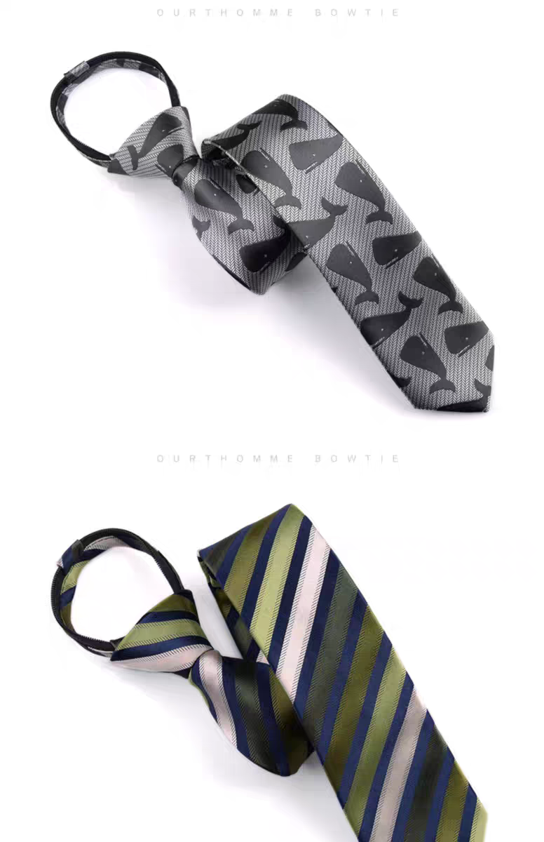 เน็คไทแฟชั่นเส้นบาง ปลาย 6 cm สีดำ เทา คละสี