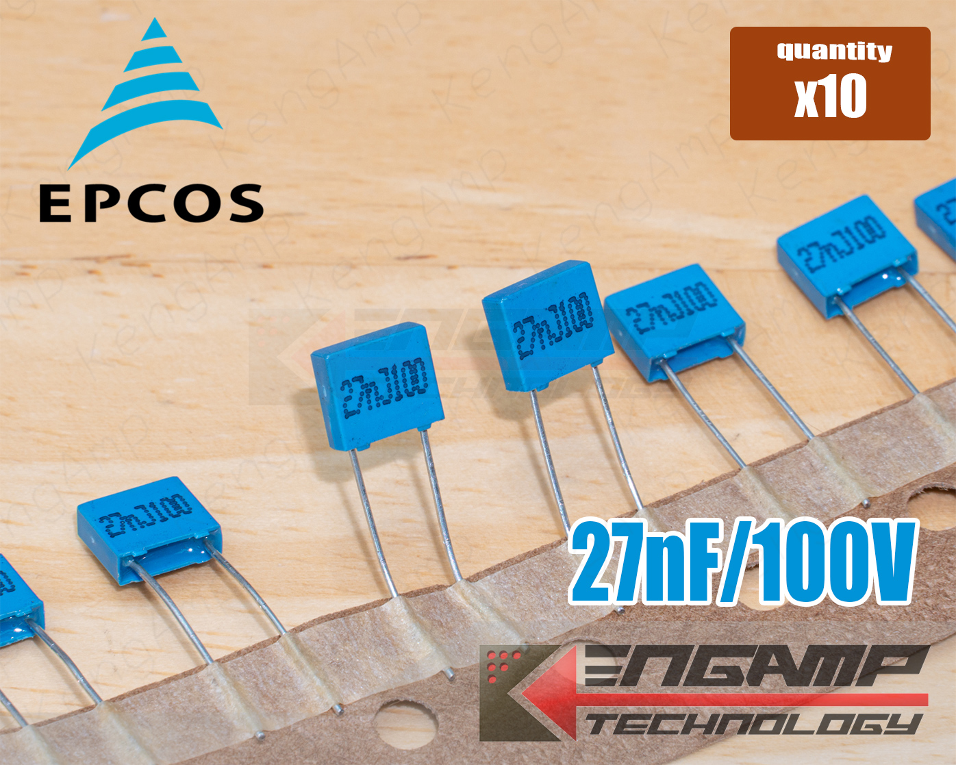 (10ตัว) [F-CAP] 27nF/100V 27nJ100V EPCOS 2.4x7.2 H6.4mm P=5mm