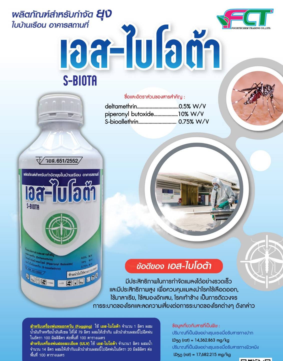 น้ำยาพ่นยุง สูตรผสม ยี่ห้อ เอสไบโอต้า
