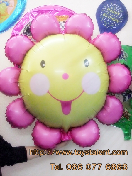 ลูกโป่งฟลอย์ Pink Flower หน้ายิ้ม ไซส์ Jumbo - Pink Flower Jumbo size Foil Balloon/ Item No.TL-A058