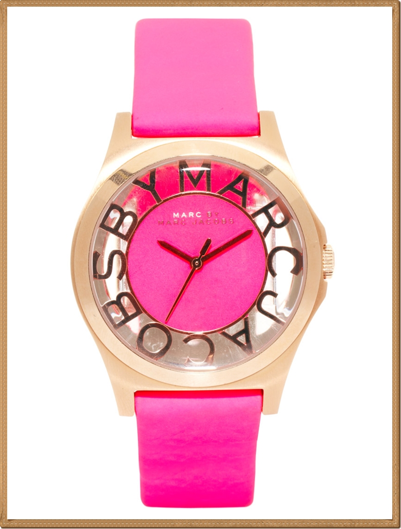 Marc Jacobs Henry Skeleton Pink Leather Ladies Watch
