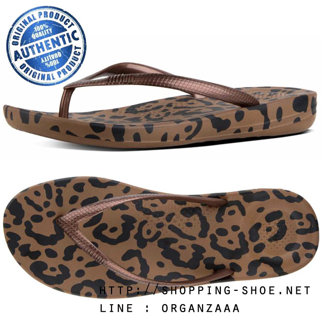 Fitflop Iqushion Super Ergonomic Flip Flop - Bronze Leopard Print ของแท้ นำเข้าจาก USA และ UK