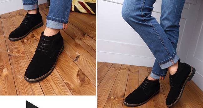 รองเท้าหนังกลับหุ้มข้อชาย ทรงอังกฤษ วินเทจ คลาสสิค สี ดำ No.39