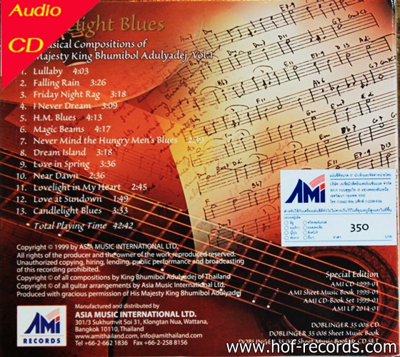 CD Candlelight Blues The musical Composion of His Majestry King Vol.1 by Hucky Eichelmann ( บรรเลงGuitar )