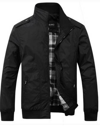 แจ็คเก็ตผ้าร่มซิบคอตั้ง แฟชั่น แต่งกระเป๋ากระดุม ผ้าร่ม No.38 40 42 44 46 48 สีเบจ ดำ เทา