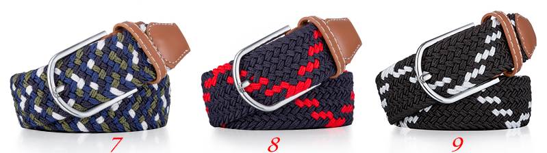 เข็มขัดหมุด ยืดได้ ถัก ถัก สีสัน ( No.1- 9)