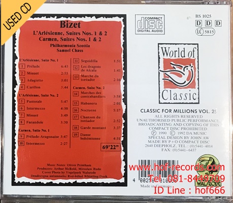 Bizet - Carmen Classic for Millions Vol.25 ( Germany ) Used CD 1 Dise VG++ code DDD