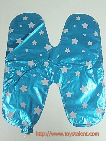 ลูกโป่งฟอยล์รูปตัวอักษร H สีฟ้าพิมพ์ลายดาว ไซส์เล็ก 14 นิ้ว - H Letter Shape Foil Balloon Size 14" Blue color printing Star
