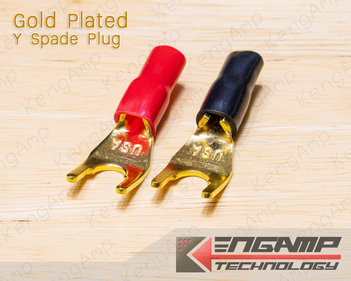 (1คู่) [PJ] ปลั๊กก้ามปู สำหรับต่อสายลำโพง (Gold Plated Y Spade Plug)