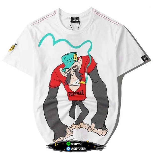 เสื้อยืดสกรีนลาย FUXKFAKE สีขาว