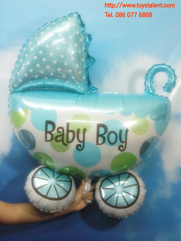 บอลลูนฟอลย์ รถเข็นเด็กผู้ชาย ไซส์ใหญ่ - Baby Boy Cart Foil Balloon / Item No. TL-C025