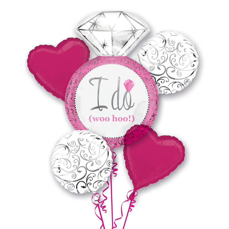ลูกโป่งฟลอย์ แหวน I Do I Love You มี 2 สีชมพูและฟ้า กรุณาระบุตอนสั่งซื้อ- I Do I Love You Dimond Foil Balloon / Item No. TL-E038