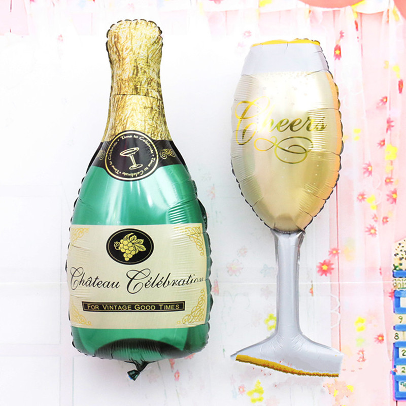 ลูกโป่งฟอยล์รูปขวดแชมเปญ ไซส์ 96*50 cm. - A Bottle of Champagne Shape Foil Balloon / TL-D071