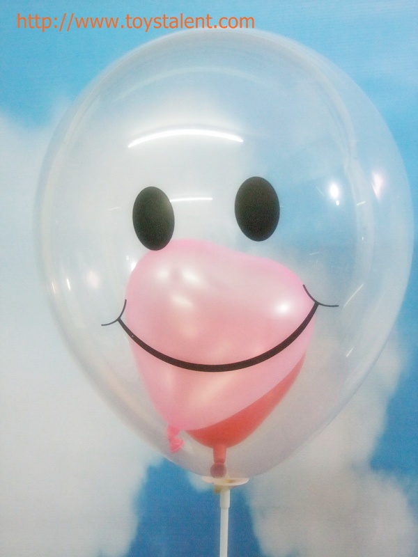 ลูกโป่งกลมพิมพ์ลายหน้ายิ้ม ไซส์ 12 นิ้ว แพ็คละ 10 ใบ คละสี (Round Balloons 12" - Printing Smiley latex balloons Mixed color)