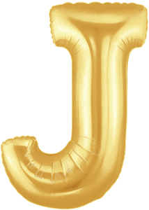 ลูกโป่งฟลอย์รูปตัวอักษร J สีทอง ไซส์จัมโบ้ 40 นิ้ว - J Letter Shape Foil Balloon Size 40" Gold Color