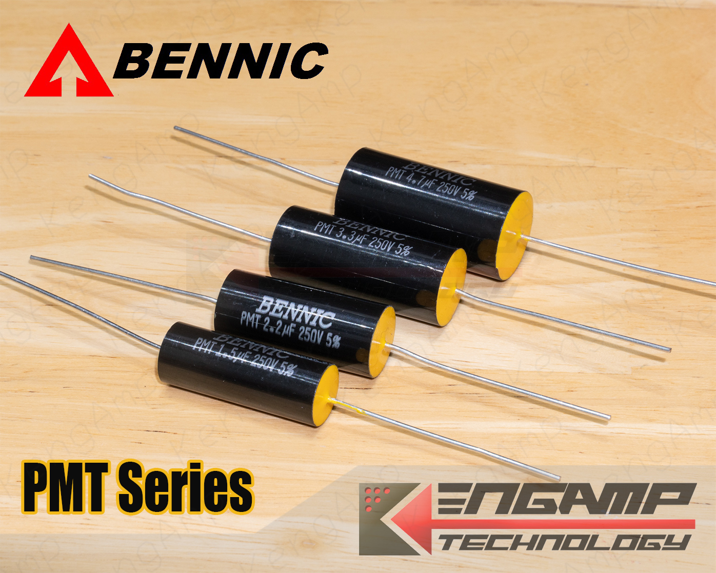 (มีตัวเลือก) [F-CAP] 2.2uF 3.3uF/250V 5% BENNIC PMT 14.5x35mm ขาหนา 1mm