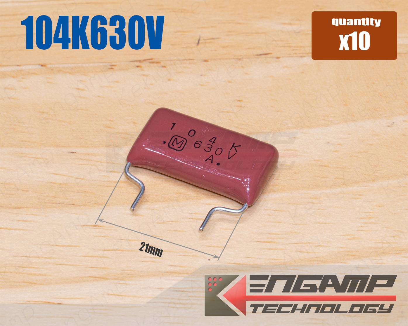 (10ตัว) [F-CAP] 0.1uF/630V 104K630V Panasonic 10% 5.5x22.5x12mm P=21mm